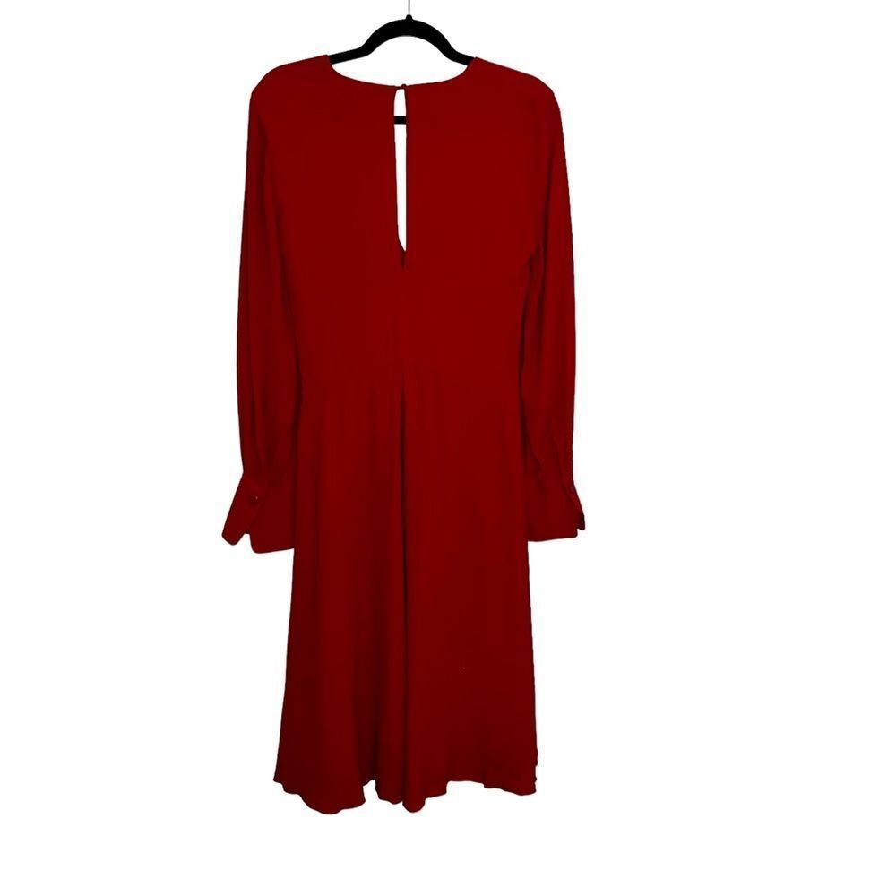 Equipment Femme Short Faun Red Twist Knot V Neck Midi Dress NWT Size 6 - Picture 7 of 15